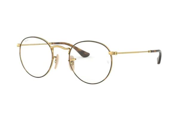Ray-Ban Round Metal RX3447V 2945 Brille in gold on top havana - megabrille