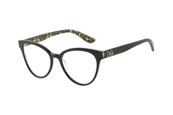 Dolce & Gabbana DG3320 3215 Brille in black on damasco glitter black - megabrille