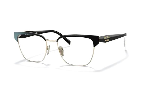 Prada PR065YV 18A1O1 Brille in schwarz/hellgold - megabrille